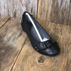 Black flats with small wedge heel